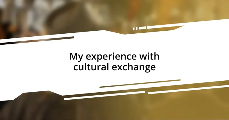 My experience with cultural exchange