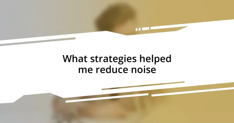 What strategies helped me reduce noise