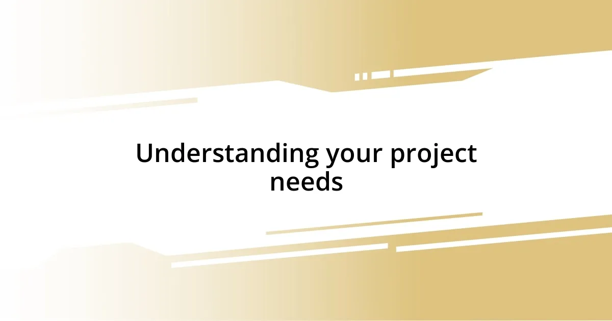 Understanding your project needs