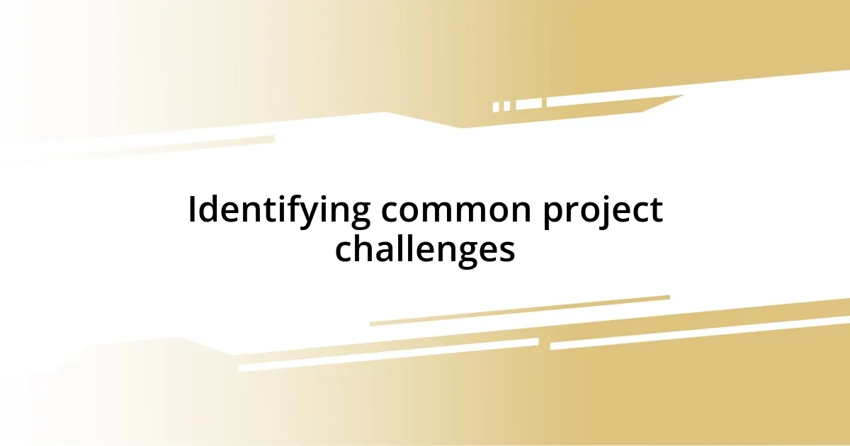 Identifying common project challenges