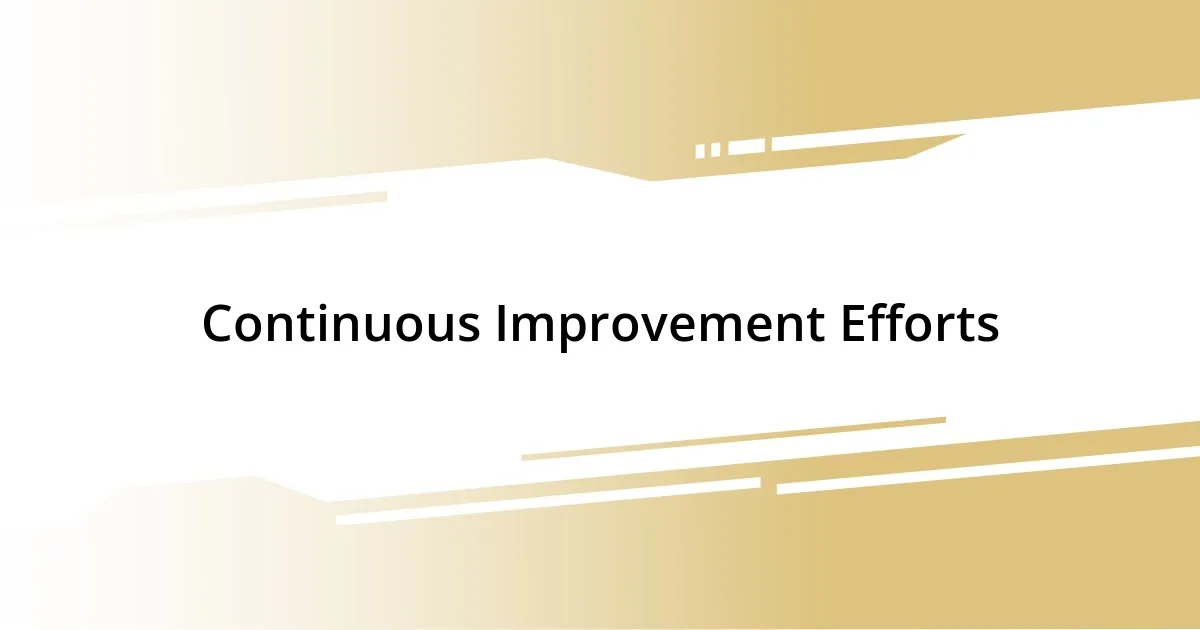 Continuous Improvement Efforts