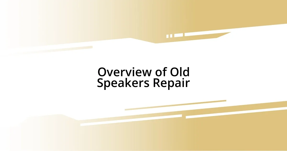 Overview of Old Speakers Repair